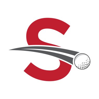 S harfi üzerinde Golf logosu ve hareket eden golf topu sembolü. Hokey İşareti