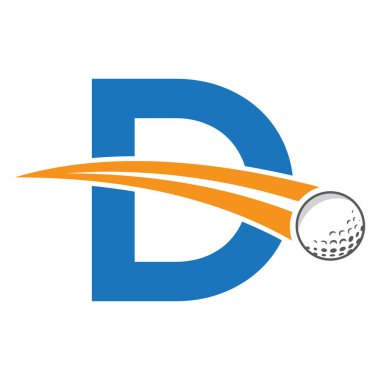 D harfi üzerinde Golf logosu ve hareket eden golf topu sembolü. Hokey İşareti