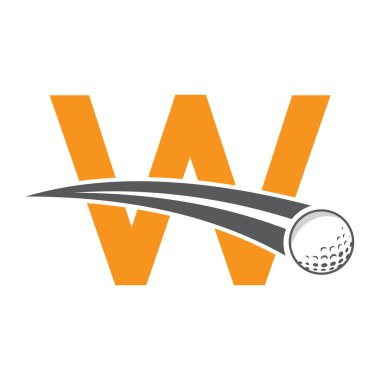 Hareket eden golf topu sembolüyle W harfinin üzerindeki golf logosu. Hokey İşareti