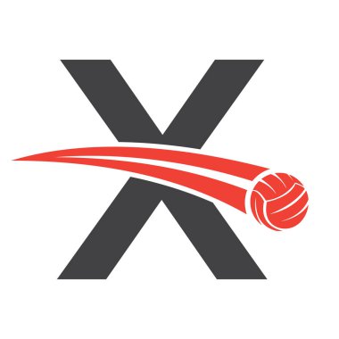 Voleybol logosu X harfi üzerinde hareket eden voleybol sembolü. Voleybol İşareti