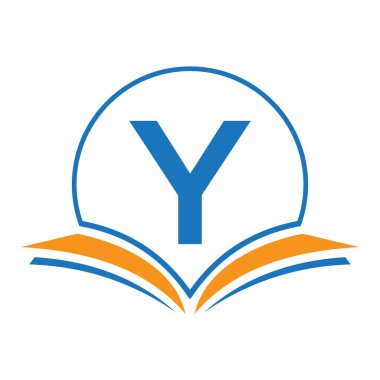 Y harfi üzerinde açık kitap simgesiyle monogram eğitim logosu
