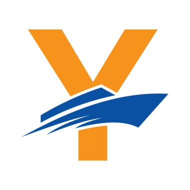 Yat Tabelası için Y Teknesi Logosu Baş harfleri. Denizcilik Sembol Vektör Şablonu