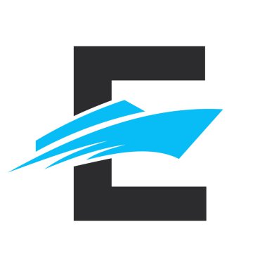 Yat tabelası için E-Bot logosu. Denizcilik Sembol Vektör Şablonu