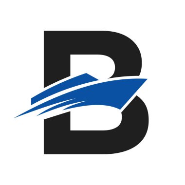 Yat Tabelası için B Teknesi Logosu. Denizcilik Sembol Vektör Şablonu