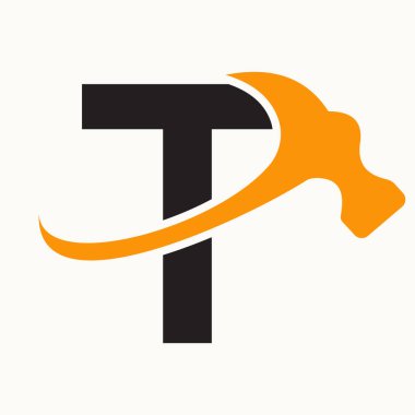 T Harfi Ev Yapımı Logo Tasarımı Çekiç Sembolü
