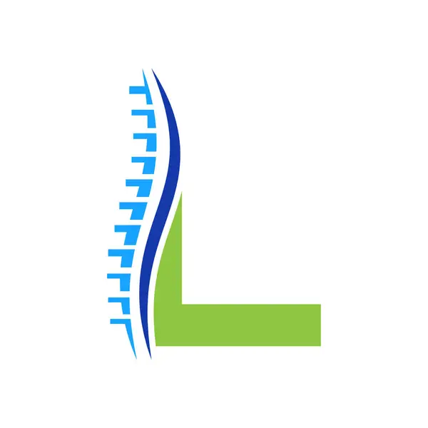 L vektör şablonunda omurga tanılama logosu. Ortopedik Sembol