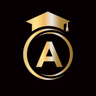 Harf A Eğitim Logosu Şablonu. Alfabe A Vektör Elementi ile Eğitim Logosu Kavramı