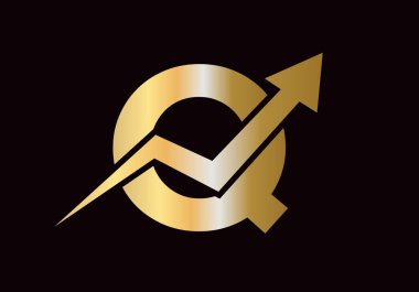 Büyüme Oku Sembol Şablonu ile Q Harfi üzerindeki Mali Logo