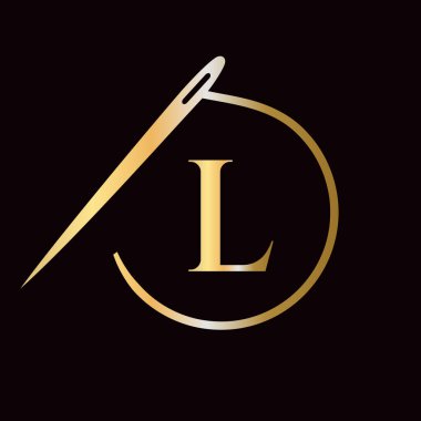 Elbise, Nakış, Tekstil, Moda, Kumaş, Kumaş, Kumaş İşaretleri için L Harfi, Terzi Logosu, İğne ve İplik Logosu