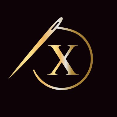 Elbise, Nakış, Tekstil, Moda, Kumaş, Kumaş, Kumaş İşareti için Harf X Terzi Logosu, İğne ve İplik Logosu
