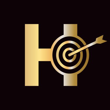 H Harfi Başarı Logosu Yay Hedef Simgesi ile Birleştiriliyor