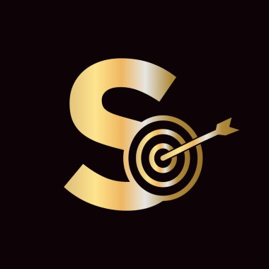 S Harfi Başarı Logosu Yay Hedef Simgesi ile Birleştiriliyor