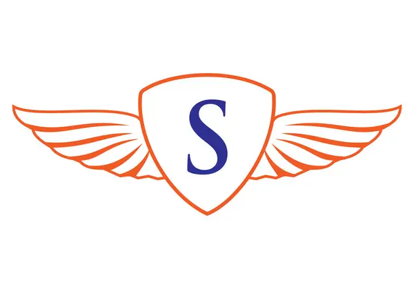 S harfi kanat logosu Kalkan Simgesi Taşıma ve Ulaşım Sembolü