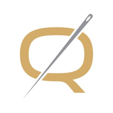 Harf Q Terzisi Nakış, Tekstil, Moda, Kumaş, Kumaş Sembolü için İğne Logosu Tasarımı Konsepti