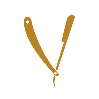 V Harfi Salon Logosu Razor Sembolü Konsepti