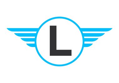 L Kanadı Logotype harfi. Hız Sembol Vektörü
