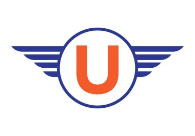U Kanadı Logotype harfi. Hız Sembol Vektörü