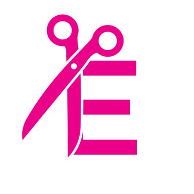 Makas Sembollü E Harfi Salon Logosu Konsepti