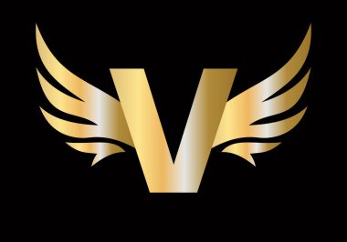 Kanat Sembol Vektörü İşaretli V Kanat Logosu Tasarımı Konsepti