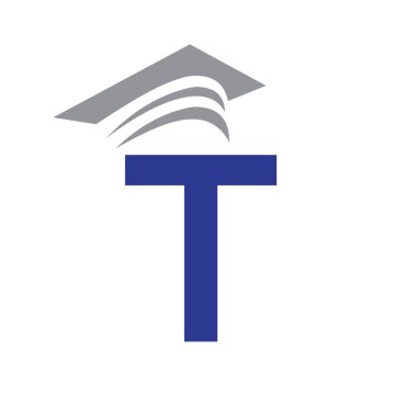 Mezuniyet Şapkası ile Eğitim Mektup Logosu. Eğitim Şapkası Sembol Vektörü