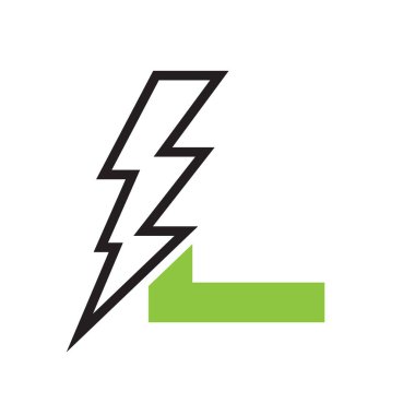 Elektrik logosu için L harfi Şimşek Yıldırımı Şimşek Şimşeği Simgesi. Güç Logosu Tasarımı