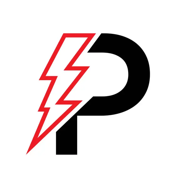 Elektrik logosu için P harfi Şimşek Şimşek Şimşeği Simgesi. Güç Logosu Tasarımı