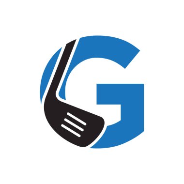 G harfi hokey logosu. Hokey sopası sembollü saha hokeyi logosu kavramı