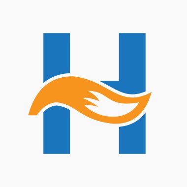 İlk Harf H Fox Logo Tasarımı Tilki Kuyruğu Sembolü Konsepti