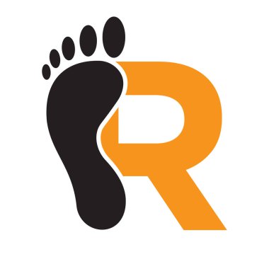 Adım Sembol Vektörü İşareti için Başlangıç Harfi R Foot Logo Tasarımı Konsepti