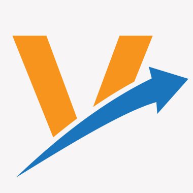 Finansal Sembol ve Ekonomi Yatırım Logosu için İlk Mektup V Ok Logosu Konsepti