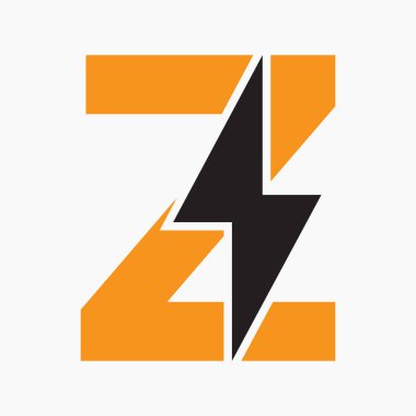 Z harfinin baş harfi Şimşek Yıldırımı Sembolü. Güç Simgesi Elektrik Sembol Vektörü Şablonu