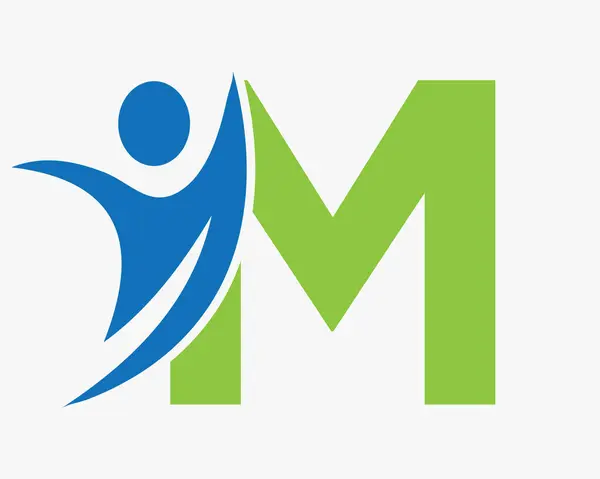 İlk harf M Sağlık Logosu Sağlıklı Yaşam Sembolü İşaret Şablonu