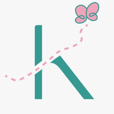 Kelebek sembolü vektör şablonlu K harfli çocuk logosu kavramı. Çocuk logosu