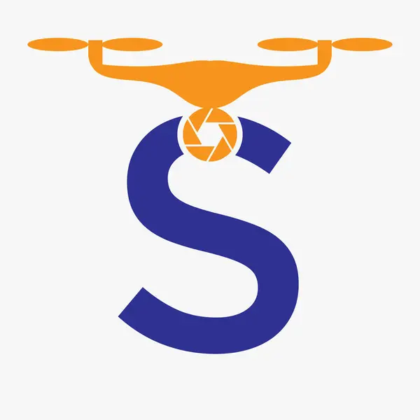 Baş harf S Drone logosu. Drone Teknoloji Logo İşaretleme Şablonu