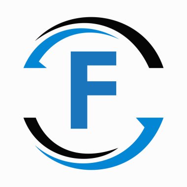 Baş Monogram F Logo Tasarımı. İş ve Şirket Sembol Vektörü Şablonu