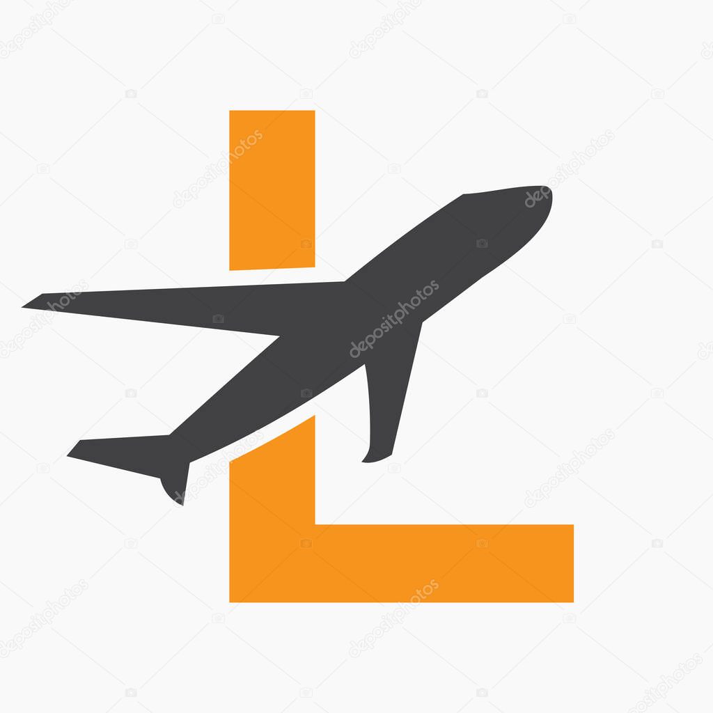 Initial Letter L Airplane Logo Concept For Travel Symbol And Transportation Sign