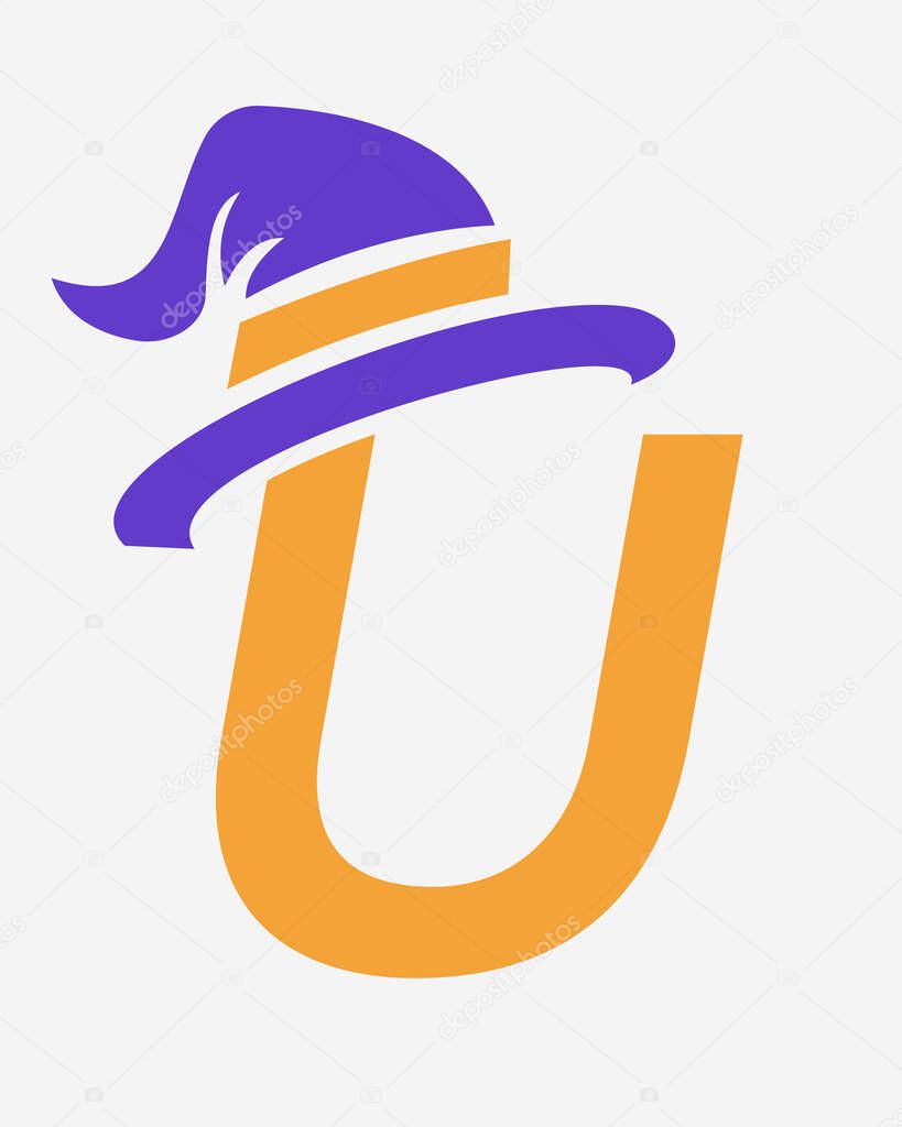 Initial Letter U Magic Hat Logo Design Concept For Magic Fantasy Symbol