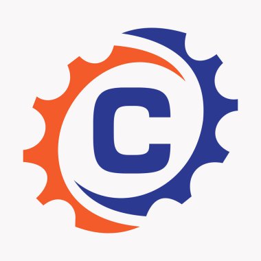 C harfi logo tasarım şablonu. İş ve Endüstriyel Kimlik Otomotiv Aracı Logosu