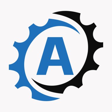 İlk Harf A Gear Logosu Şablonu. İş ve Endüstriyel Kimlik Otomotiv Aracı Logosu