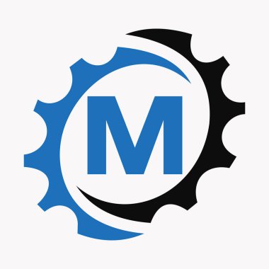 M harfi logo tasarım şablonu. İş ve Endüstriyel Kimlik Otomotiv Aracı Logosu