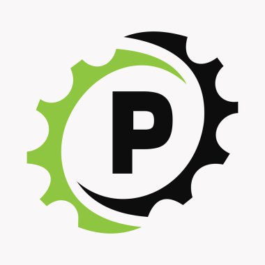 P harfi logo tasarım şablonu. İş ve Endüstriyel Kimlik Otomotiv Aracı Logosu