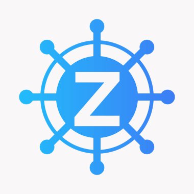 İlk harf Z Yelkenli Logo Tasarım Vektör Şablonu Yönlendirme Gemisi Sembolü