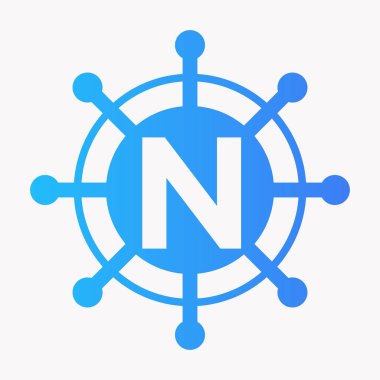 İlk harf N Yelkenli Logo Tasarım Vektör Şablonu Yönlendirme Gemisi Sembolü