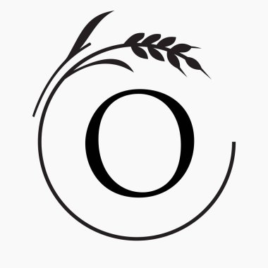 Harf O Fırın Logosu Grain Buğday Sembol Vektörü Şablonu