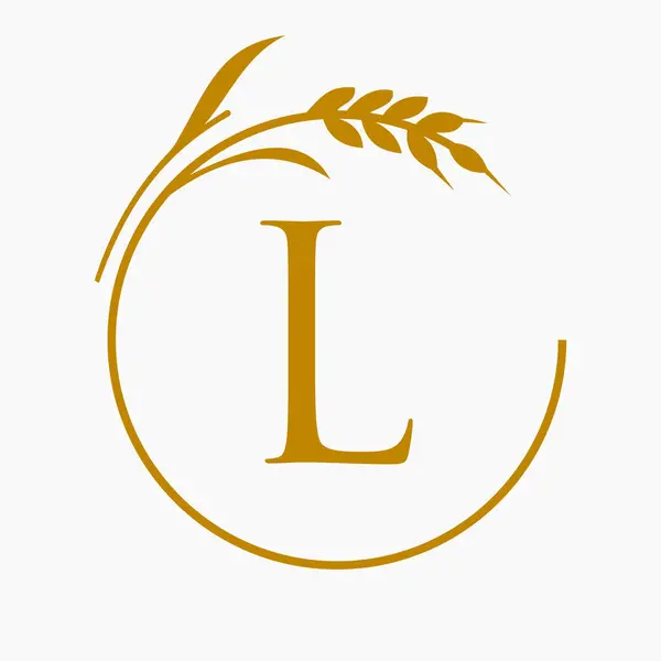Harf L Fırın Logosu Grain Buğday Sembol Vektörü Şablonu