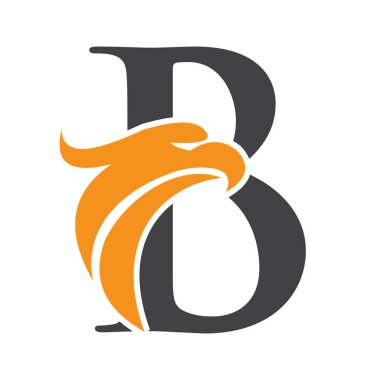 Baş harf B Kartal logosu. Kartal Başı İşletme Vektör Şablonu Logosu