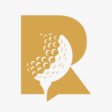 R harfi logo tasarım vektör şablonu üzerindeki ilk Golf Topu. Golf Logosu İşareti