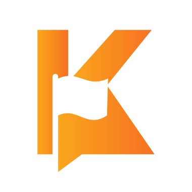 İlk harf K Golf Bayrağı Logosu Tasarımı, Spor Konsepti. Hedef Başarı Sembolü