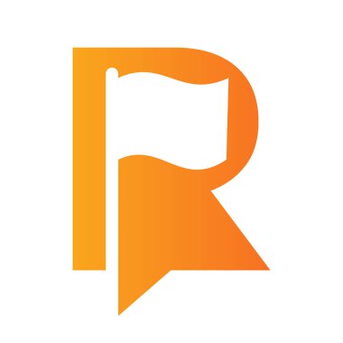 İlk harf R Golf Bayrağı Logosu Tasarımı, Spor Konsepti. Hedef Başarı Sembolü