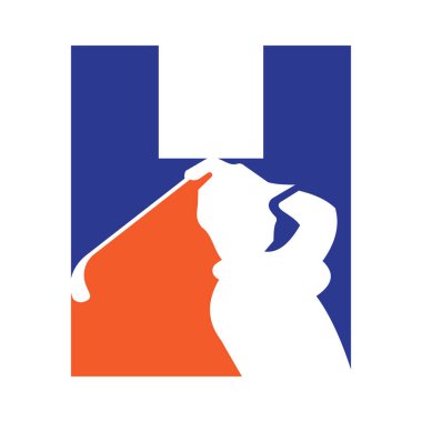 Hokey Kulübü Sembol Şablonu için H Harfi Hokey Oyuncu Logosu Konsepti